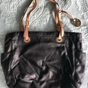 Michael Kors black leather tote  purse handbag MK